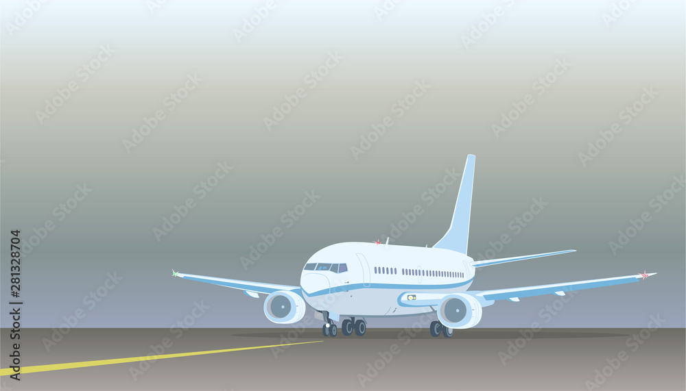 Fototapeta Commercial jet airplane on on the runway.