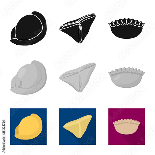 Vector illustration of products and cooking sign. Set of products and appetizer vector icon for stock.