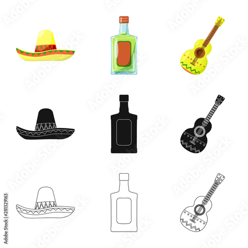 Vector illustration of cafe and Latin logo. Set of cafe and national stock symbol for web.