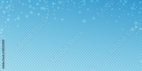 Sparse glowing snow Christmas background. Subtle f