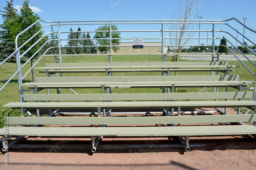Bleachers at basefield field at a local community park.