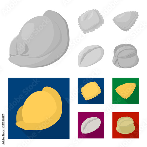 Vector illustration of products and cooking icon. Collection of products and appetizer stock symbol for web.