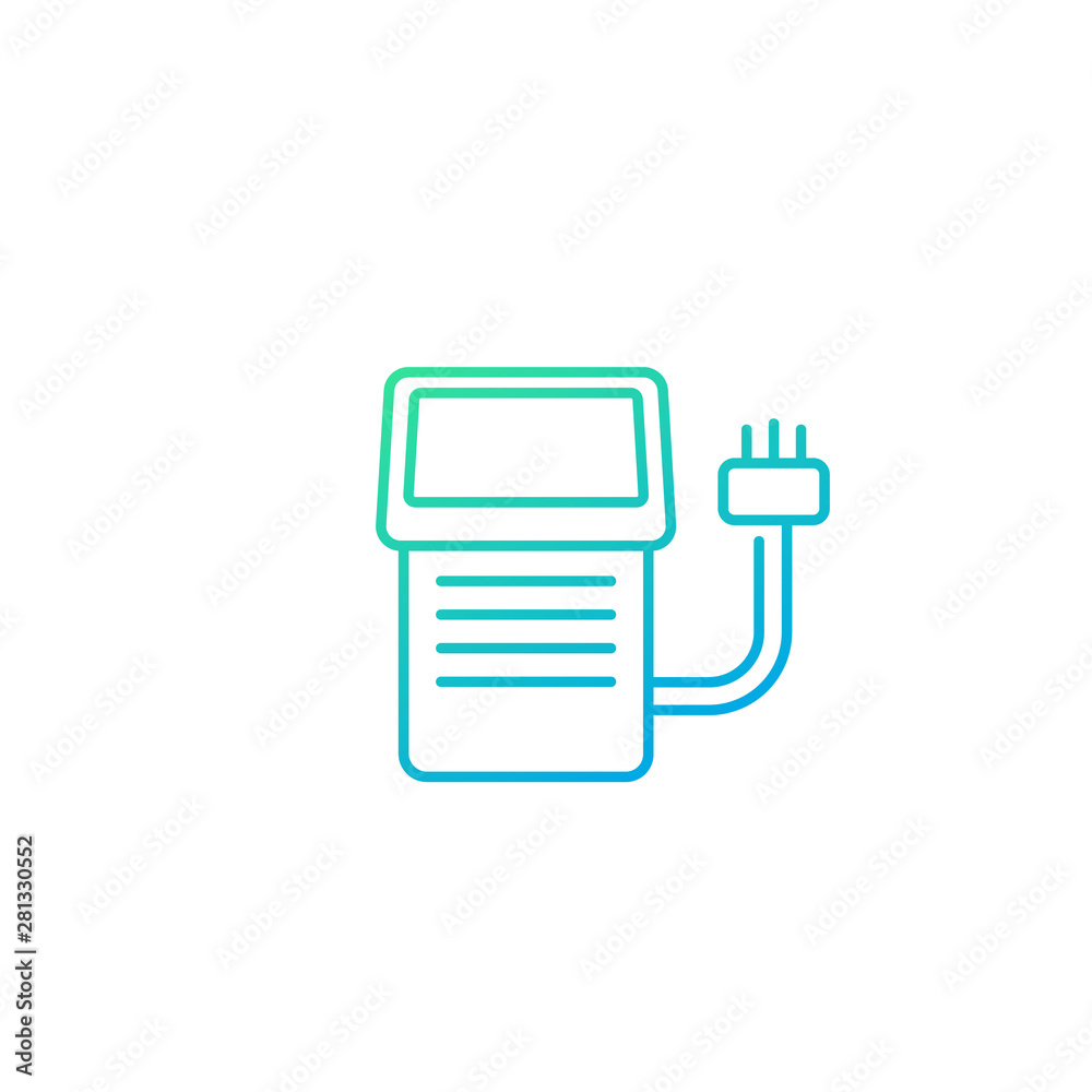 charging station for electric cars, EV, line icon on white charging station for electric cars, EV, line icon on white
