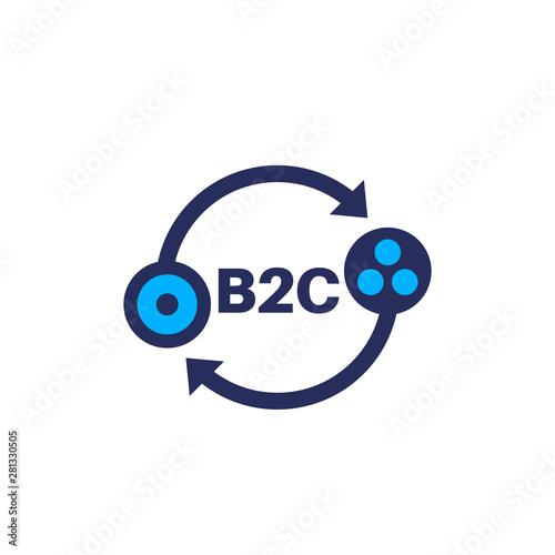 b2c icon on white, vector