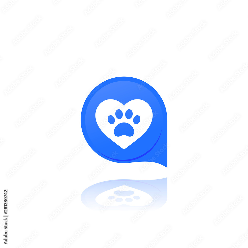 paw and heart, pet related vector logo paw and heart, pet related vector logo
