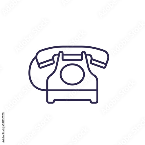 old phone, retro telephone line icon