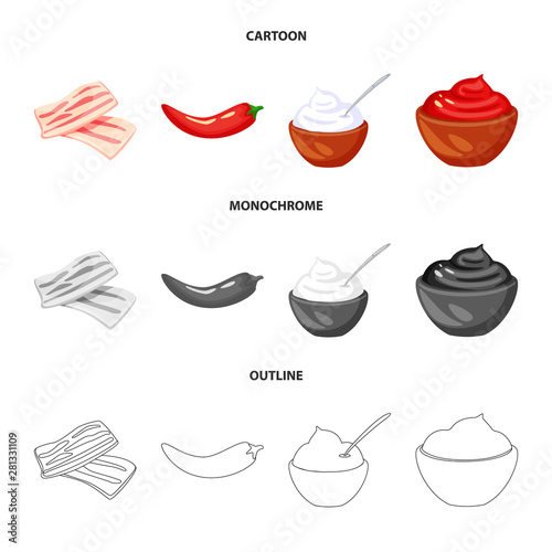 Isolated object of taste and product icon. Set of taste and cooking stock vector illustration.