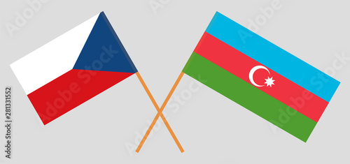 Azerbaijan and Czech Republic. Crossed Azerbaijani and Czech flags