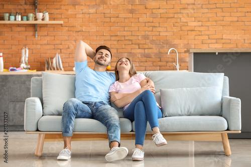 Happy young couple resting ...