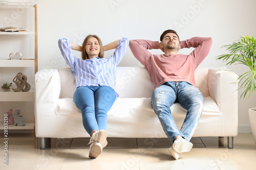Happy young couple resting ...