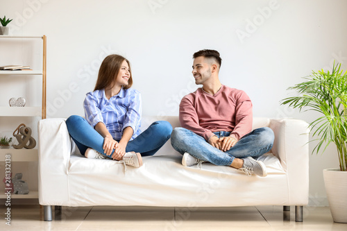 Happy young couple resting ...