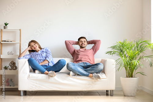 Happy young couple resting ...