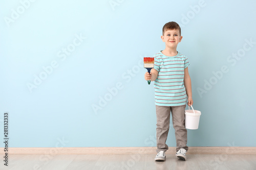 Cute little boy with brush ...