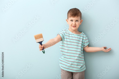 Cute little boy with brush ...
