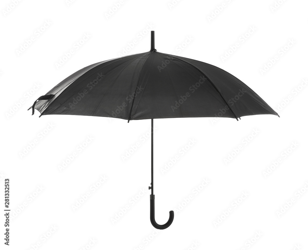 Stylish black umbrella on white background Stylish black umbrella on white background