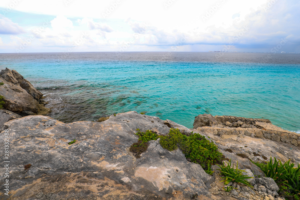 Isla Mujeres, Yucatan / Mexico - July, 23, 2019: Isla Mujers Beach Punta Sur