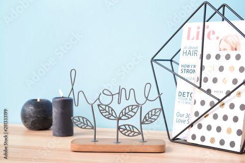 Table with stylish decor on...