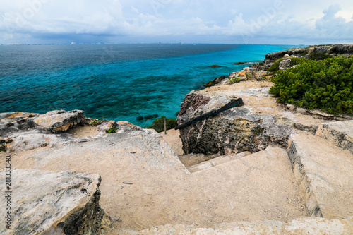 Isla Mujeres, Yucatan / Mexico - July, 23, 2019: Isla Mujers Beach Punta Sur photo