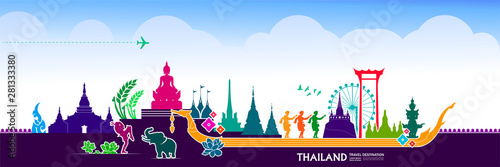 Thailand travel destination grand vector illustration.