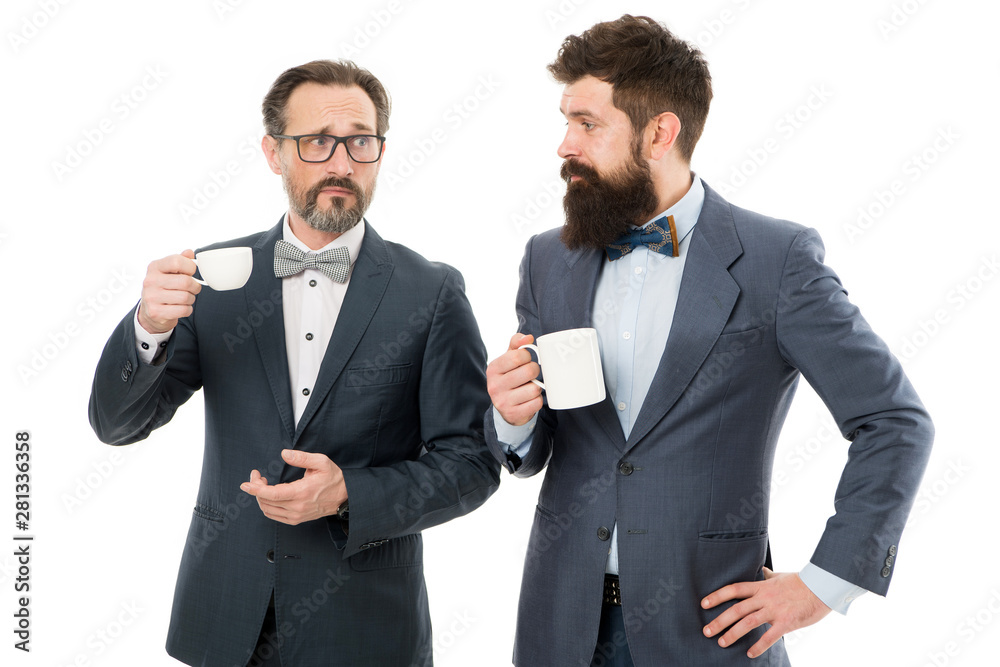 Small talk. Enjoying office coffee. Make new friends visiting business convention or summit. Business people coffee break. Men bearded guys communicate while relaxing coffee break business conference Small talk. Enjoying office coffee. Make new friends visiting business convention or summit. Business people coffee break. Men bearded guys communicate while relaxing coffee break business conference
