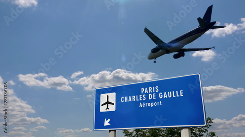 Plane landing in Paris Charles de Gaulle photo