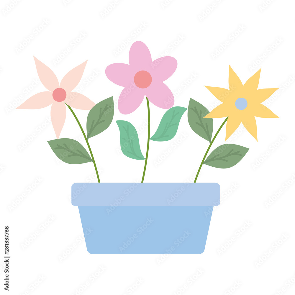 flowers and leafs garden in square ceramic pot decoration flowers and leafs garden in square ceramic pot decoration