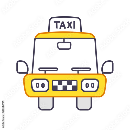 Taxi cab front view line icon