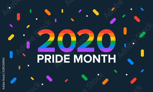 LGBT Pride Month in June. Lesbian Gay Bisexual Transgender. Celebrated annual. LGBT flag. Rainbow love concept. Human rights and tolerance. Poster, card, banner and background. Vector ilustration