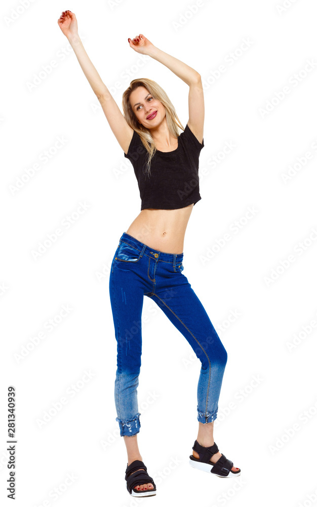 Front view of a woman who dances. Front view of a woman who dances.