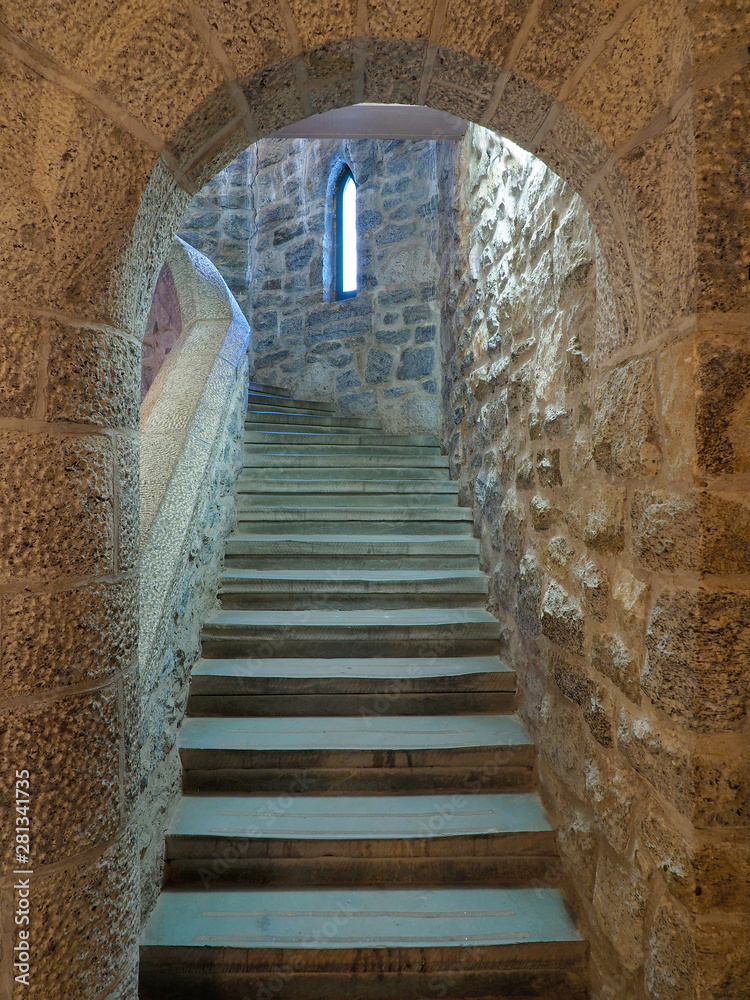 Focus Stacked Image of an Arched Entrance to a Castle Stairwell