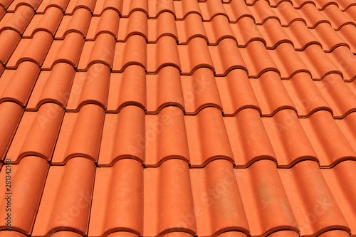 new red roof tiles closeup