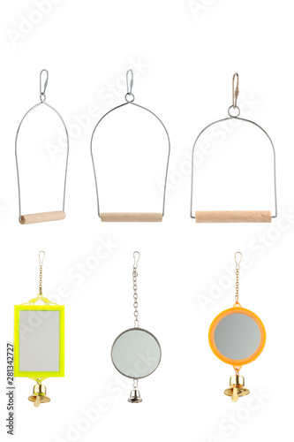 bird cage accessories  isolated on white