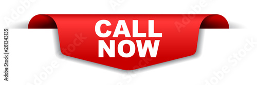 red vector banner call now