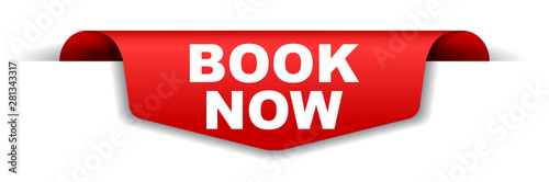 red vector banner book now