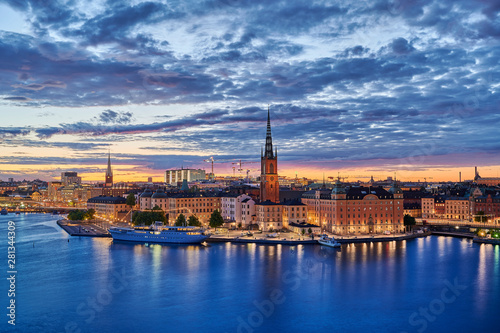 Riddarholmen in Stockholm at sunset