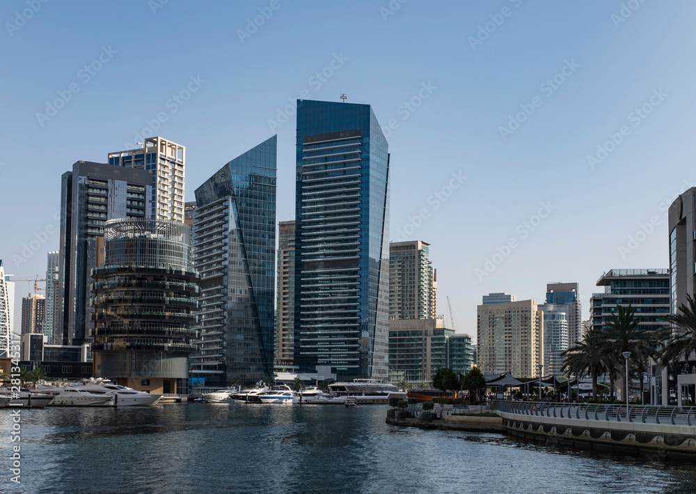Dubai, UNITED ARAB EMIRATES, May 2019 - Beautiful view on Dubai marina. UAE