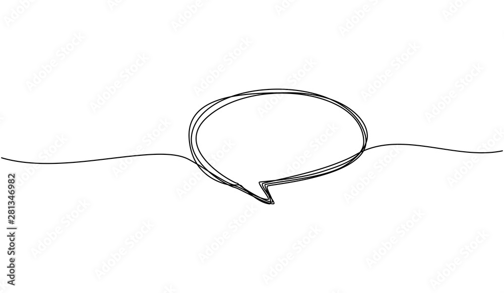 Obraz premium Continuous line drawing of speech bubbles. price tags, stickers, posters, badges, greeting bubble shaped banners in black and white single line Isolated on white background