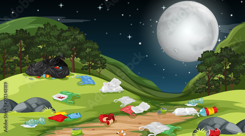 Rubbish in outdoor scene
