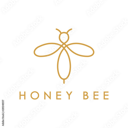Line art bee minimalist logo design inspiration