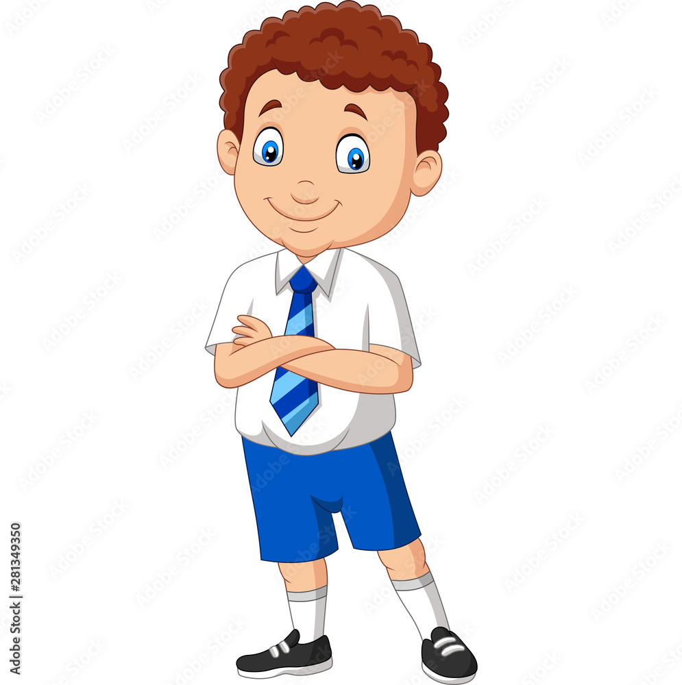 Cartoon school boy in uniform posing Cartoon school boy in uniform posing