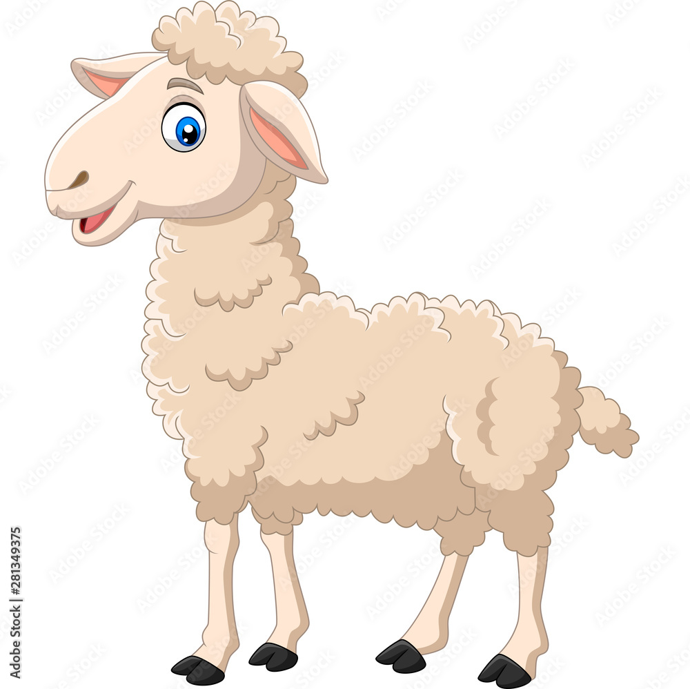 Cartoon happy lamb isolated on white background Cartoon happy lamb isolated on white background