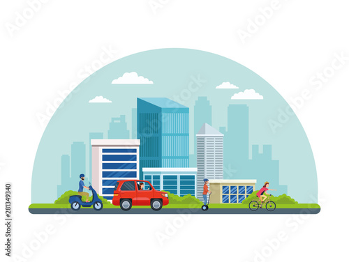 City transportation and mobility cartoons © Jemastock