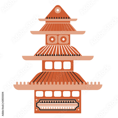 San-Francisco Chinatown building simple illustration on white background