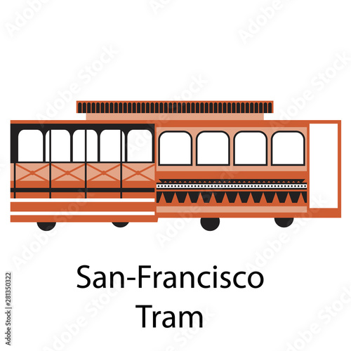 San-Francisco tram simple illustration on white background