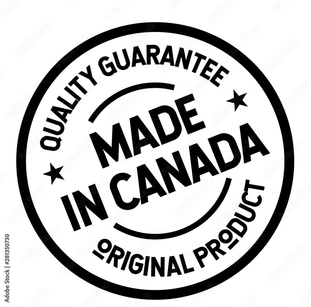 made in canada production label on white