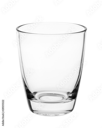 Empty clean drinking glass cup isolated on white background. With clipping path. photo