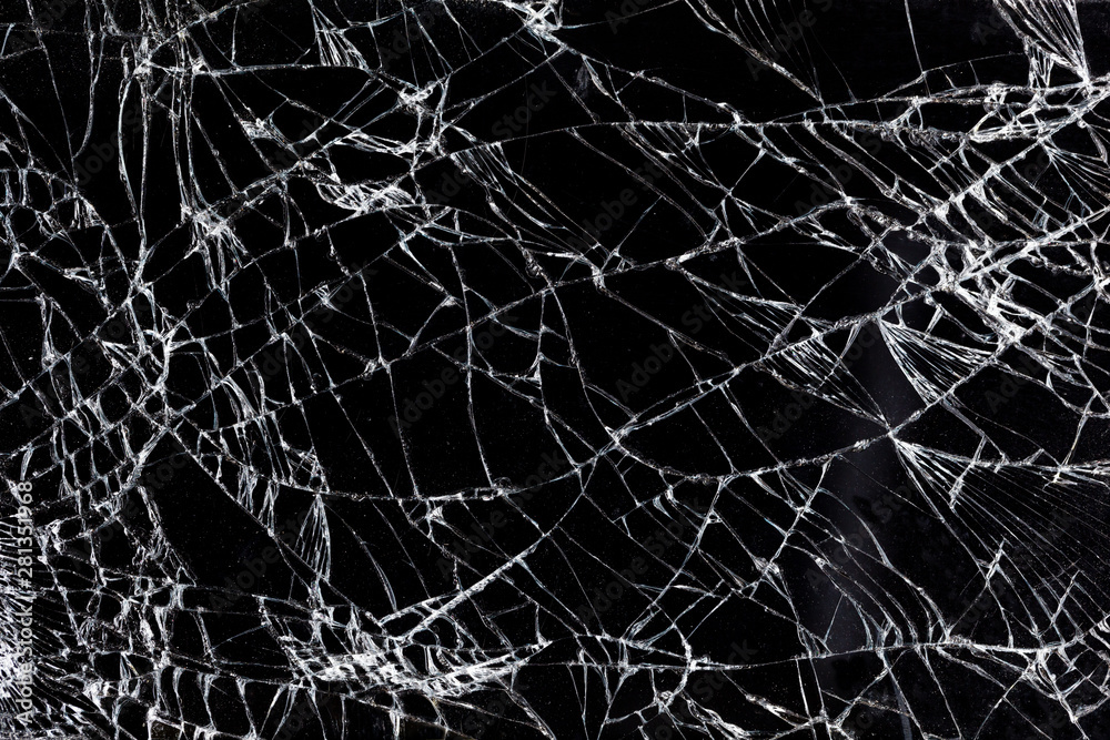 Broken glass texture. Abstract of cracked screen Smartphone from shock.