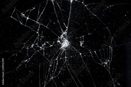 Texture broken glass with cracks. Abstract of cracked screen Smartphone from shock.