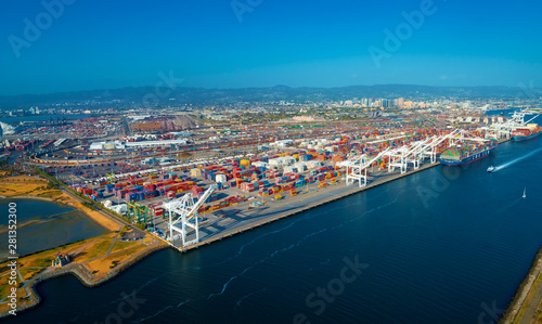 Oakland Harbor port terminal with shipping containers