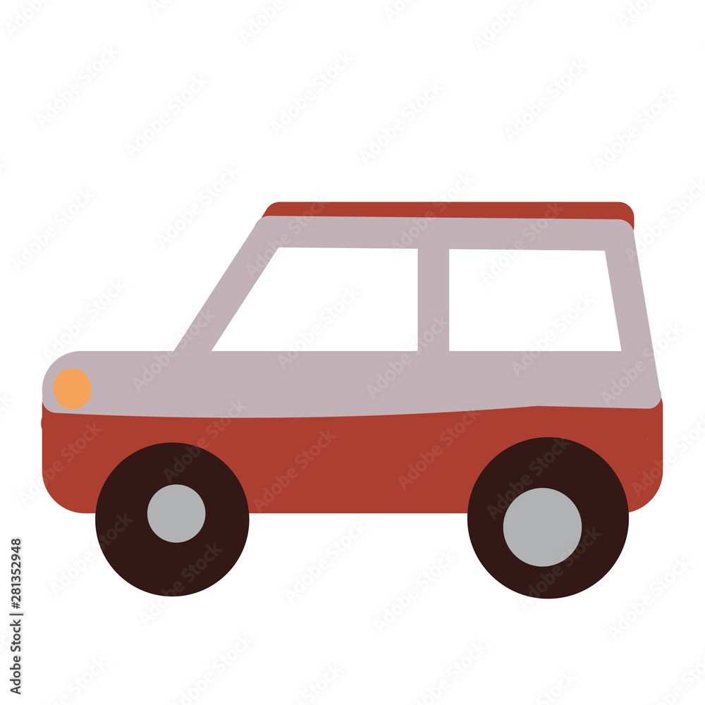 Red car simple illustration on white background